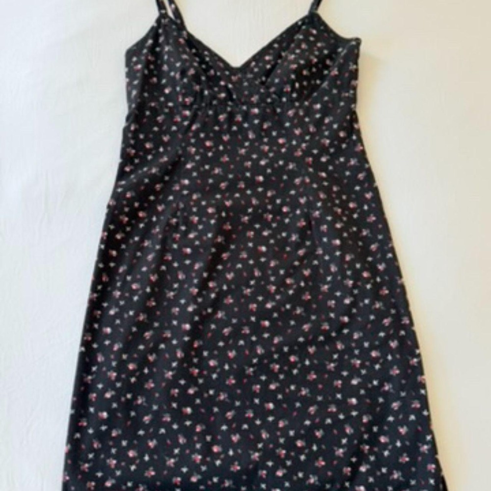 Old Navy Black Ditsy Floral Cami Midi Dress Red Rose Whimsigoth XS S